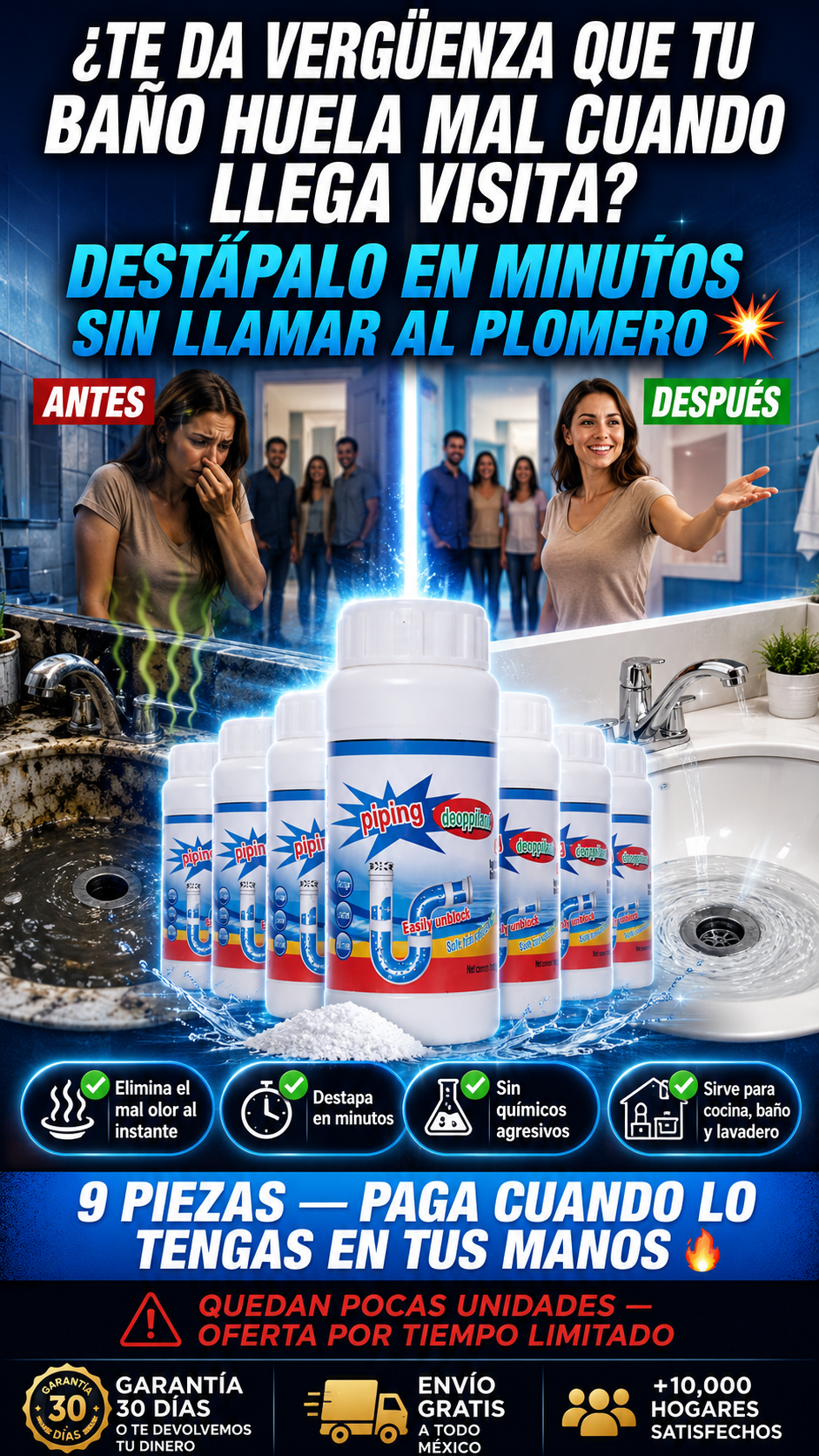 😩 ¿TE DA VERGÜENZA QUE TU BAÑO HUELA MAL CUANDO LLEGA VISITA? ESTO LO RESUELVE EN MINUTOS SIN LLAMAR AL PLOMERO | 9 X 1 A $1,099 + EBOOK GRATIS 🎁🔥