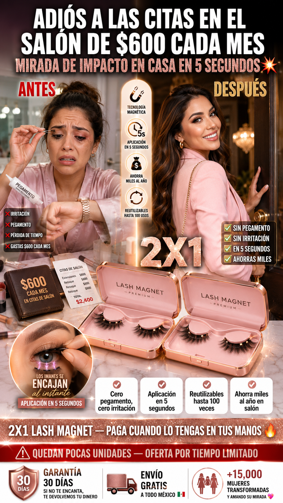 🚨 ADIÓS A LAS CITAS EN EL SALÓN DE $600 CADA MES — MIRADA DE IMPACTO EN CASA | 2X1 A $1,099 + EBOOK GRATIS 🎁🔥