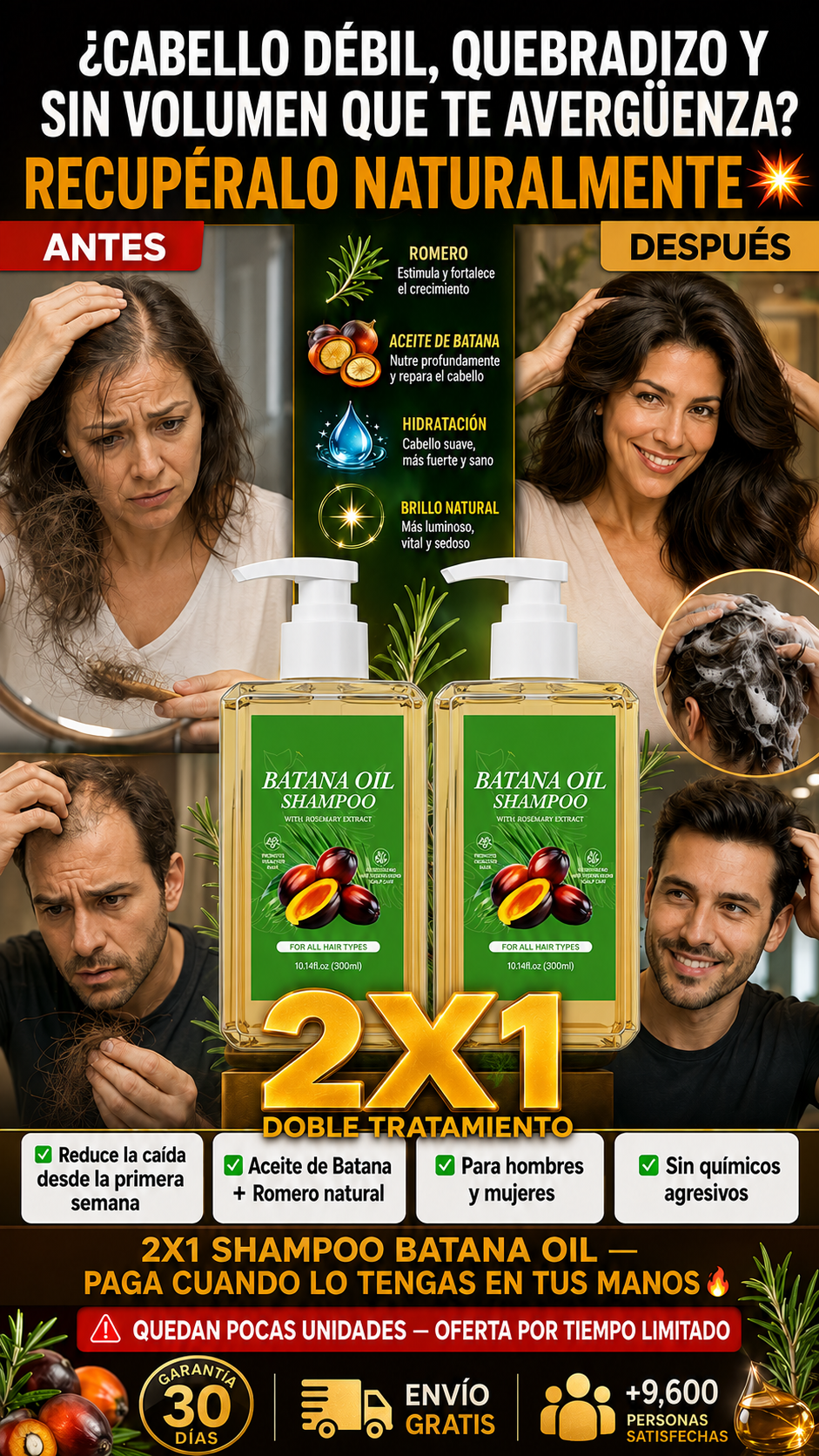 😩 ¿CABELLO DÉBIL, QUEBRADIZO Y SIN VOLUMEN QUE TE AVERGÜENZA? RECUPÉRALO NATURALMENTE | 2X1 + EBOOK GRATIS 🎁💥