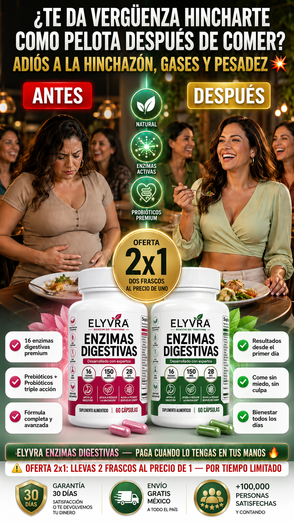 🚨 ¿TE DA VERGÜENZA HINCHARTE COMO PELOTA DESPUÉS DE COMER? ADIÓS A LA HINCHAZÓN, GASES Y PESADEZ | 2X1 + EBOOK GRATIS 🎁🔥