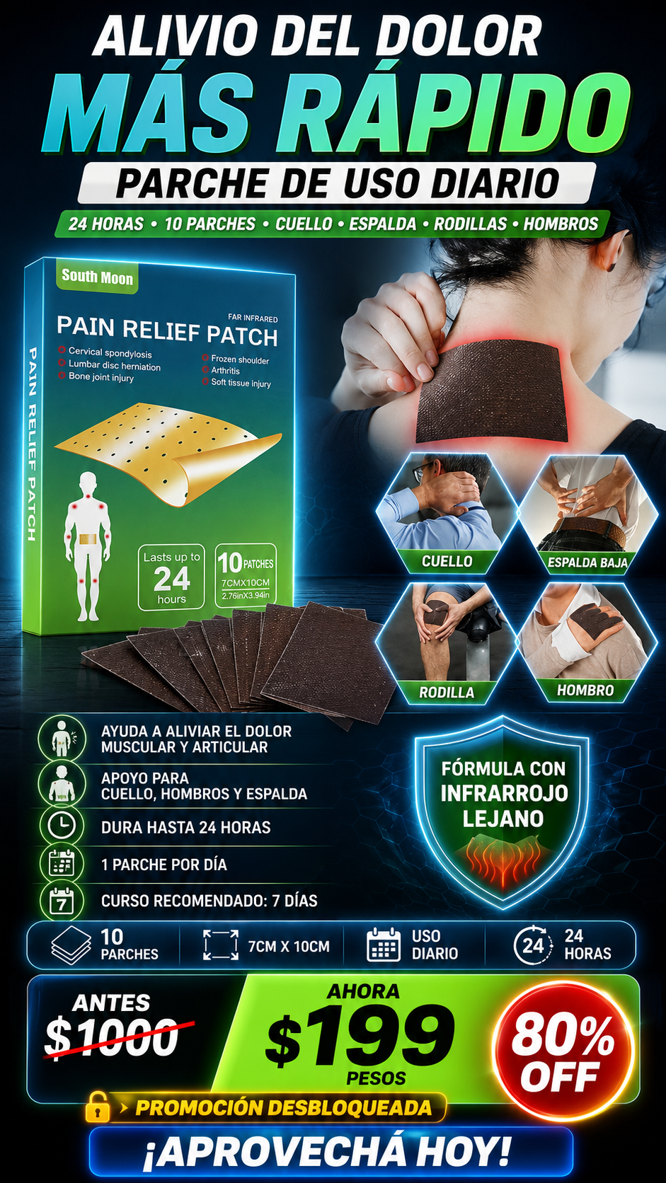 🔓 ¡DESBLOQUEADO! Adiós al dolor — 10 parches por $199 (antes $1,000) 💥