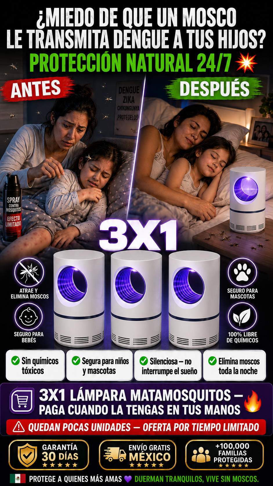 💣 ADIÓS A INSECTICIDAS TÓXICOS QUE HACEN DAÑO A TU FAMILIA | LA LÁMPARA UV QUE ELIMINA MOSCOS SIN QUÍMICOS | 3X1 A $1,099 + EBOOK GRATIS 🎁😱