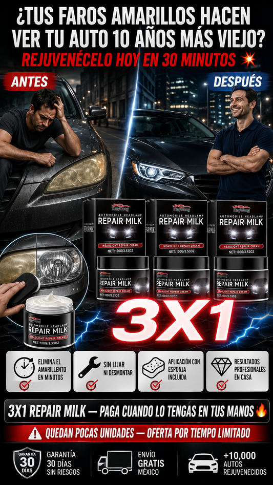 😩 ¿TUS FAROS AMARILLOS HACEN VER TU AUTO 10 AÑOS MÁS VIEJO? REJUVENÉCELO HOY | 3X1 A $999 + EBOOK GRATIS 🎁💥