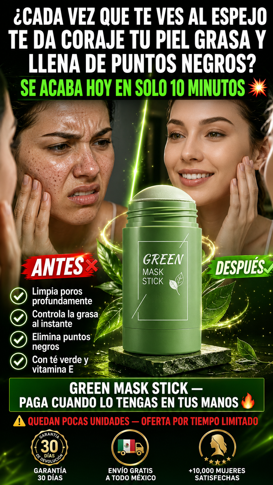 😱 ¿CADA VEZ QUE TE VES AL ESPEJO TE DA CORAJE TU PIEL GRASA Y LLENA DE PUNTOS NEGROS? SE ACABA HOY | 2X1 A $999 + EBOOK GRATIS 🎁💥