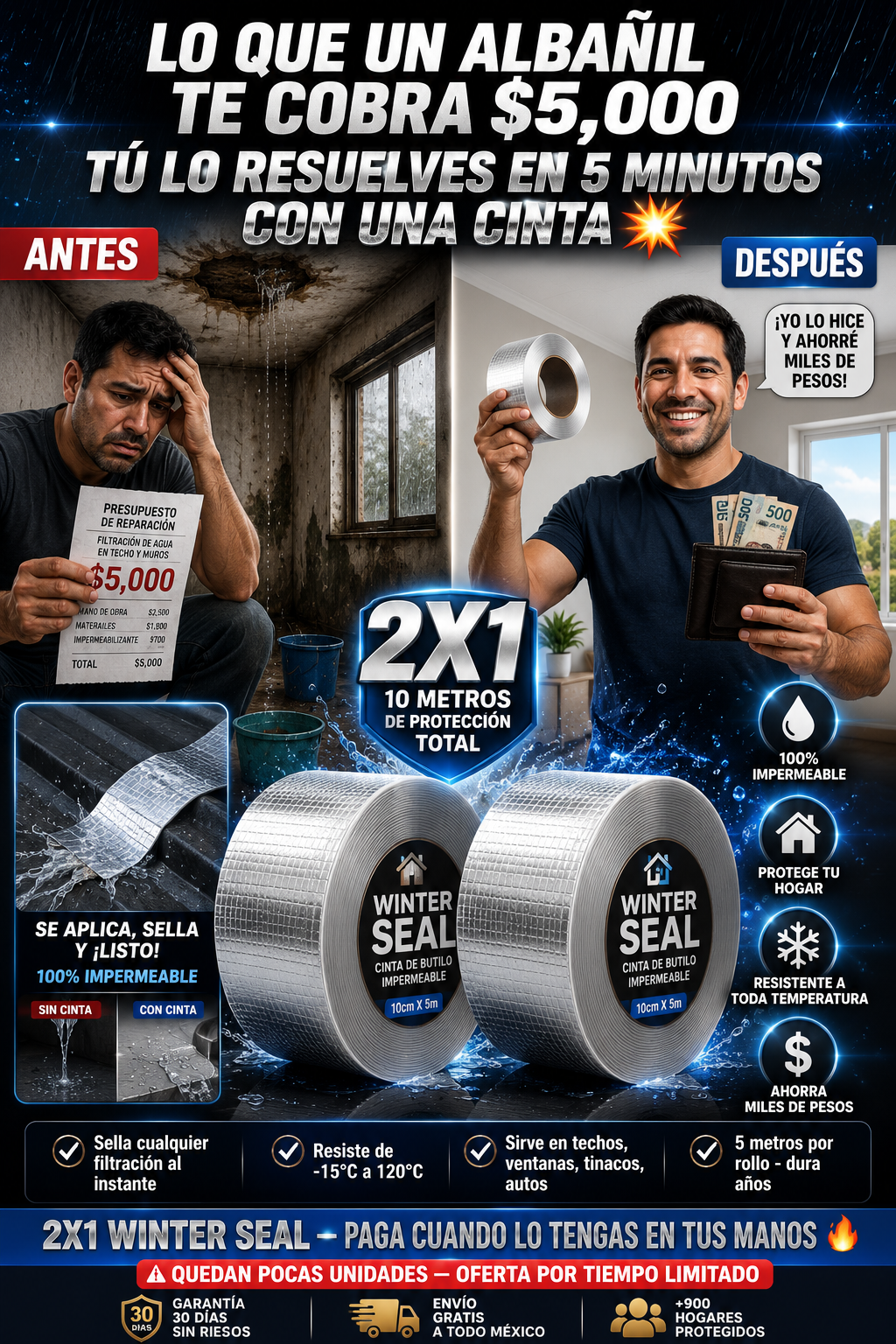 💣 LO QUE UN ALBAÑIL TE COBRA $5,000, TÚ LO RESUELVES EN 5 MINUTOS CON UNA CINTA | 2X1 A $1,099 + EBOOK GRATIS 🎁😱