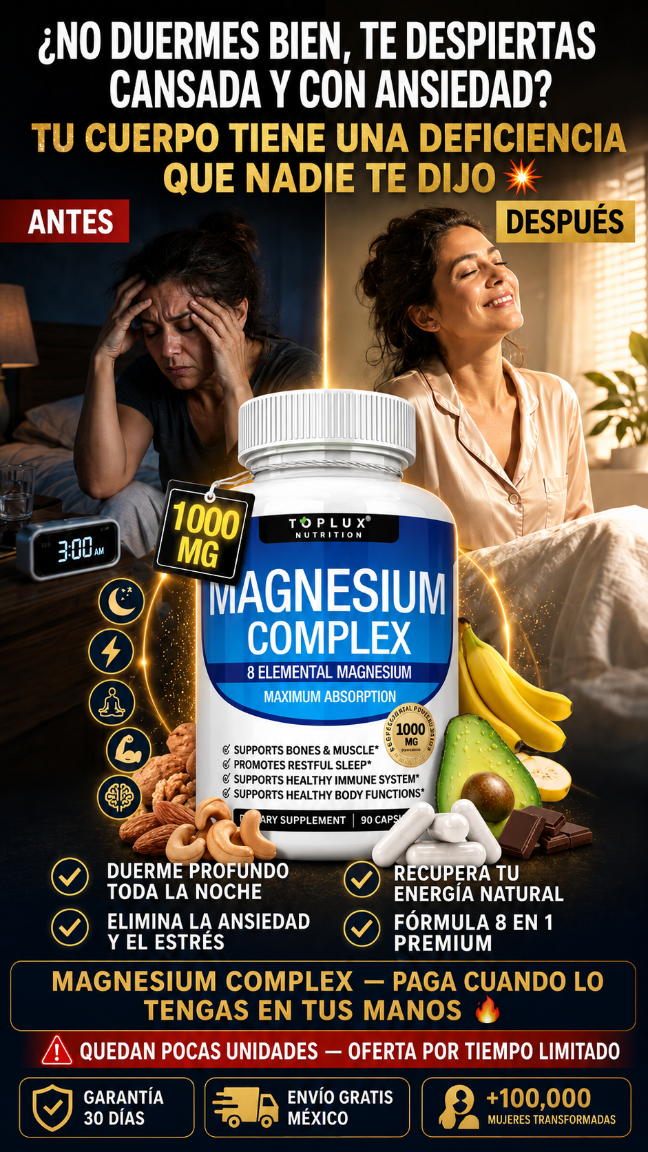 😱 ¿NO DUERMES BIEN, TE DESPIERTAS CANSADA Y CON ANSIEDAD TODO EL DÍA? TU CUERPO TIENE UNA DEFICIENCIA QUE NADIE TE DIJO | 2X1 A $1,199 + EBOOK GRATIS 🎁💥