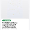Cortador verduras espiral manual 4 cuchillas vegetales zoodles — solucion