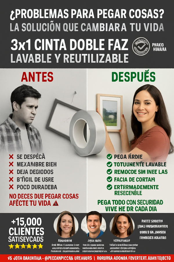 3x1 Cinta Doble Faz Lavable Y Reutilizable - imagen 4