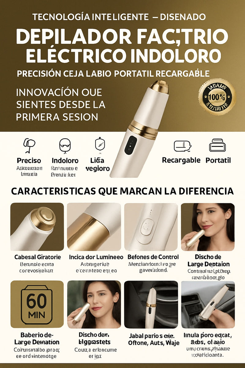 Depilador facial eléctrico indoloro precisión ceja labio portátil recargable mujer - imagen 5