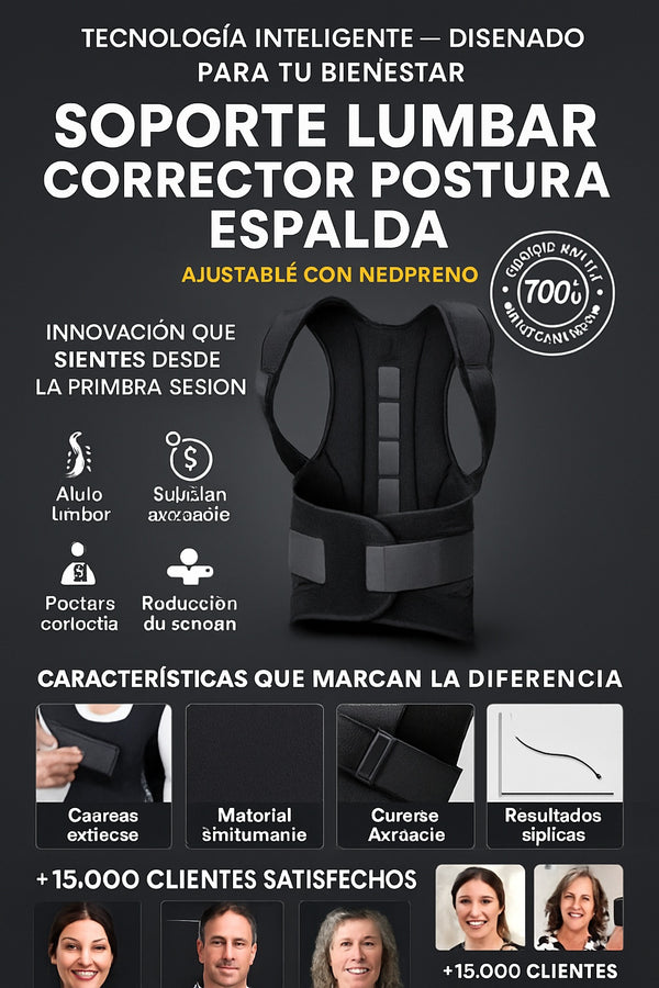 Soporte lumbar corrector postura espalda ajustable neopreno unisex oficina - imagen 5