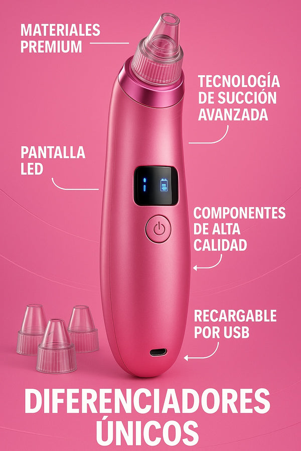 Limpiador poros facial aspirador puntos negros 5 cabezales USB recargable - imagen 7