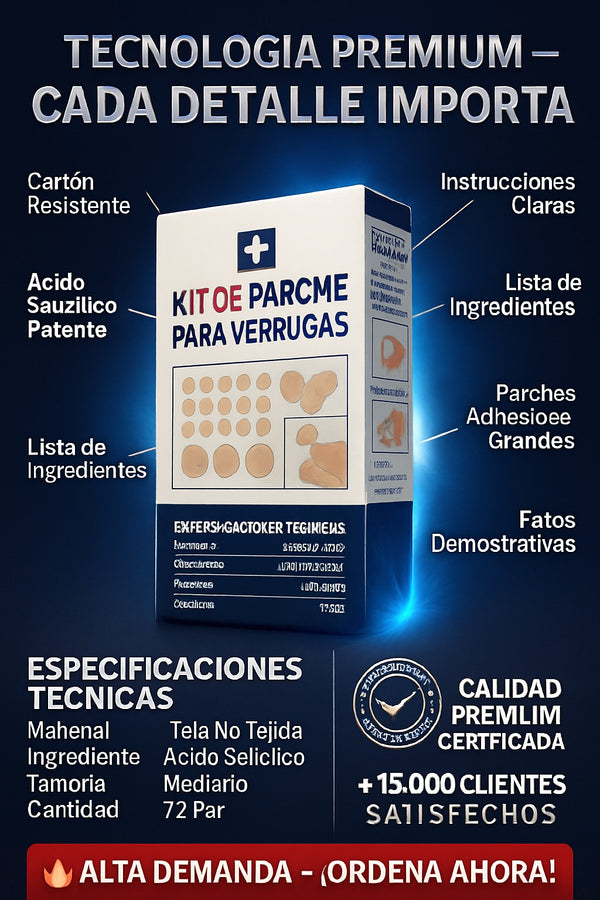 Especificaciones del kit de parche para verrugas